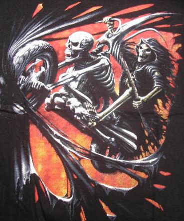 Skeleton on a motorbike - T-Shirt