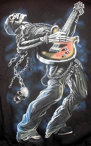 Skeleton Guitar - T-Shirt - Click Image to Close