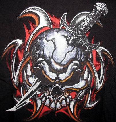 Skull, Sword - T-Shirt - Click Image to Close