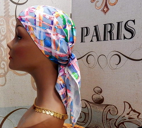 Triangular rainbow head scarf